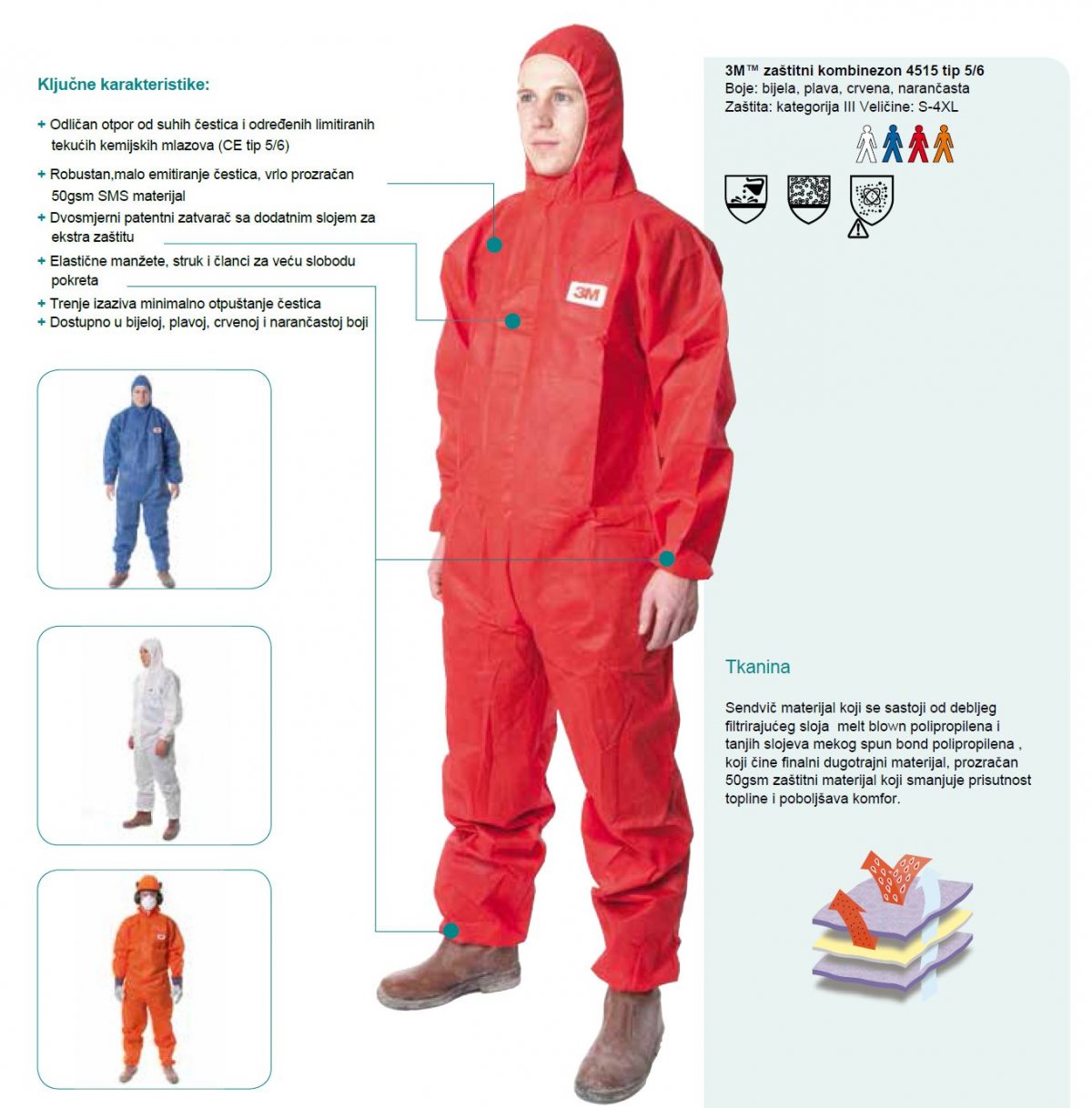 3M 4515 Zaštitni kombinezon